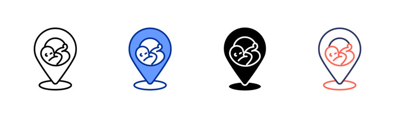 Place Of Birth icon set multiple style collection