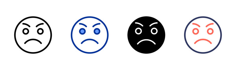 Fototapeta premium Sad Face icon set multiple style collection