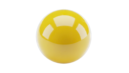 A Glossy Yellow Sphere with Realistic Reflections on a Transparent Background Isolated Object Studio Shot