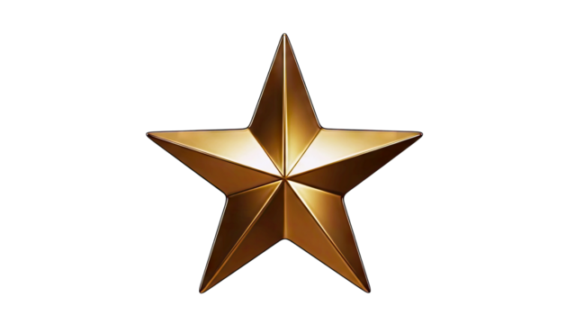 A Gleaming Golden Five Pointed Star Renders A Metallic Shape Against A Stark Black Background Symbolizing Success Achievement And Excellence With Dramatic Lighting And Sharp Edges