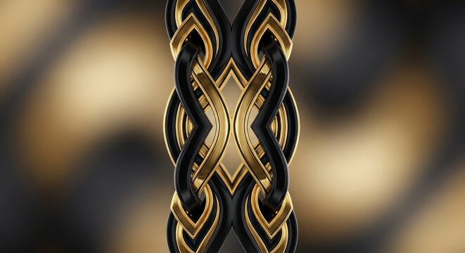 Elegant black and gold intertwined pattern on blurred backdrop evoking luxury