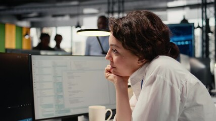 Close up of developer enjoying coffee while working in AI startup training predictive models for language processing tasks. Tech expert drinks beverage, uses technical expertise for IT tasks, camera A - Powered by Adobe