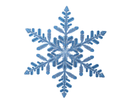 Intricate Blue Snowflake Macro Detail Against Black crystal winter isolated on a transparent background - Powered by Adobe