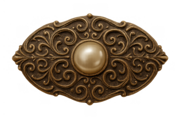 Vintage brooch with pearl accent, antique ornamental jewelry piece, classic fashion accessory