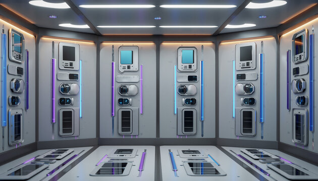 Step into the future with this modern, high-tech spaceship interior, an ideal backdrop for science fiction, futuristic designs, and cutting-edge technology concepts