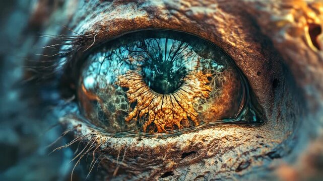 Detailed and artistic eye with intricate patterns on iris.