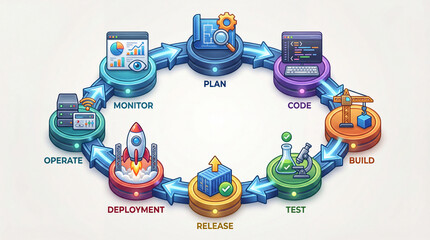 Devops software development lifecycle workflow automation infographic