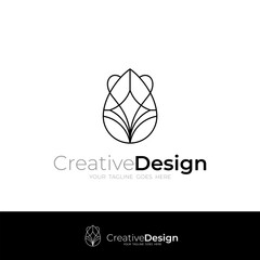 luxury jewelry logo design vector with line style in black color