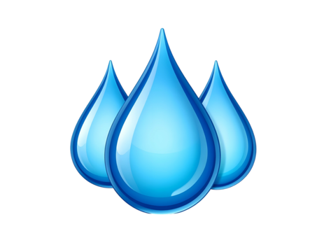 Three shiny blue water droplets grouped on a black background - Powered by Adobe