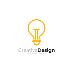 modern bulb logo design vector with line style in yellow color