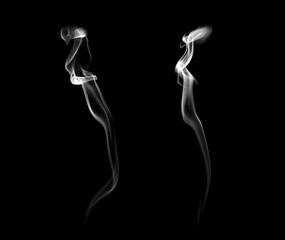 Abstract white smoke rising on a black background, creating elegant flowing shapes and artistic curves. Ideal for creative design, advertising, backgrounds, and modern minimalist visual concepts.