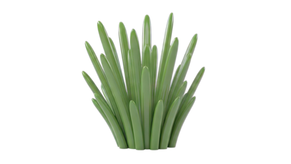 Abstract 3D Render of Lush Green Blades of Grass Emerging from a Central Point on a Transparent Background
