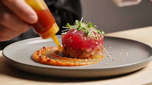 Clean fusion tartare with Korean acidity and Japanese texture