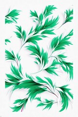 Obraz premium Green Leaves Pattern on White Background