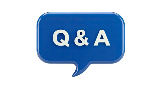 Blue Speech Bubble With Q And A Text On Transparent Background Isolated