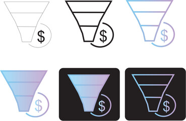 Sales Funnel Icons Conversion, Marketing, and Financial Growth Representation