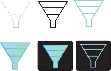Funnel infographic Minimalist 2D Set for Data Filtering and Conversion Analysis