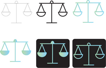 Balance Scales Gradient Legal Icons for Infographics and Business Illustrations Set