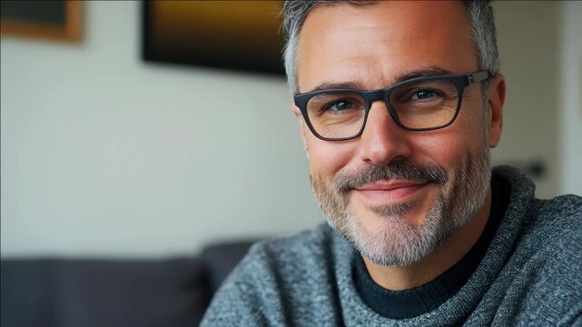 Middle-aged man with mustache and goatee, wearing eyeglasses, looking at the camera