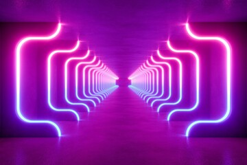 colorful modern lighting with interior empty space, 3d rendering sci-fi concept