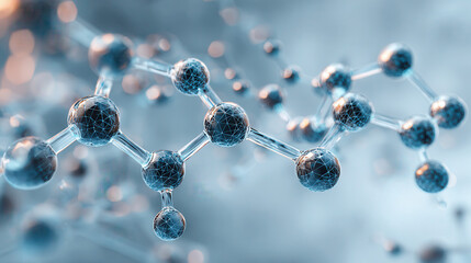 Abstract 3d molecular structure with glowing spheres and bonds