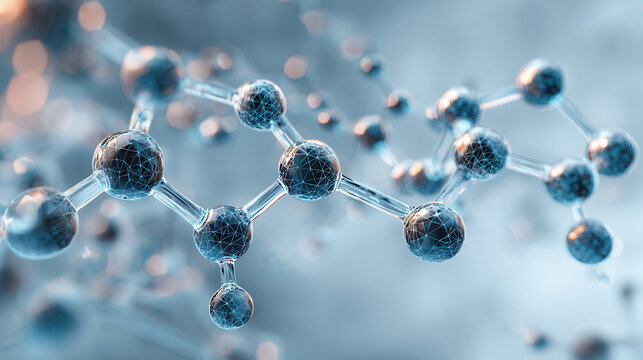 Abstract 3d molecular structure with glowing spheres and bonds