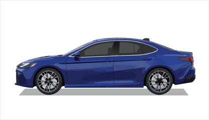 Luxury premium realistic fast speed blue coupe sport color side view new 3d car urban electric eco power style model sedan business work modern art design vector template isolated