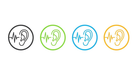 ear icons with sound wave signals representing hearing and audio reception