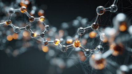 Abstract molecular structure with glowing connections
