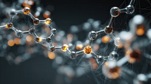 Abstract molecular structure with glowing connections