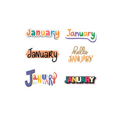 Vibrant collection of playful hand drawn typography designs celebrating the start of January