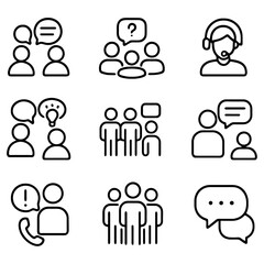 Communication Icons: A collection of concise icons representing interpersonal dialogue and connectivity.