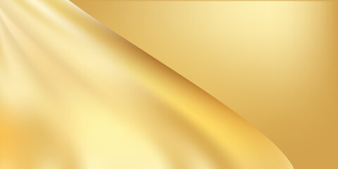 Luxurious Gold Silk Fabric Background with Light Rays. Modern Trendy design in Vector Illustration