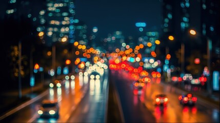 colorful city lights bokeh, night, abstract blur, urban atmosphere