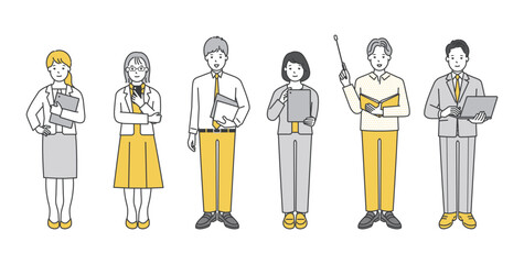 働くビジネスパーソンのイラストセット素材