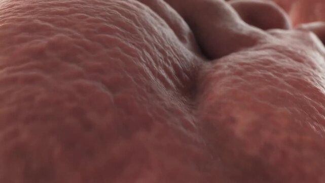 Close up of textured anatomical tissue with light and shadow
