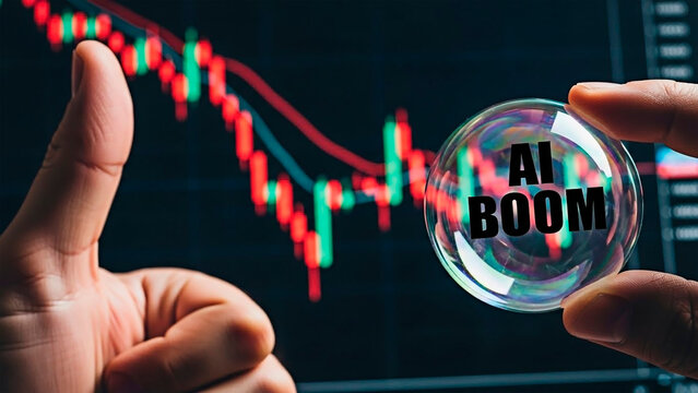 AI boom bubble on the financial market concept.