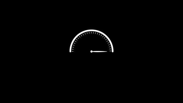 Speedometer Gauge with Needle Pointing to High Value on Black Background dial