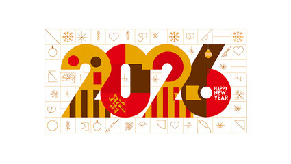 Creative 2026 New Year Graphic with Geometric Ornamentation and a Happy New Year Inscription