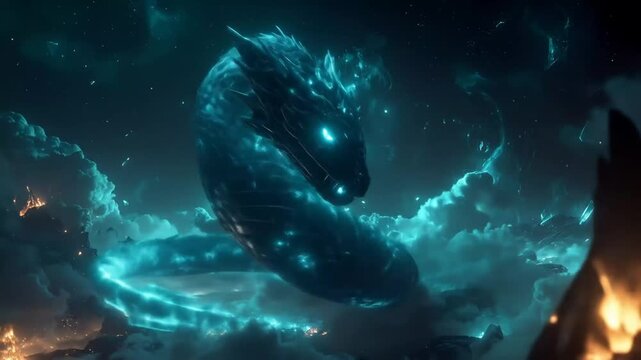 Celestial Serpent - A Luminous Dragon in the Night Sky.