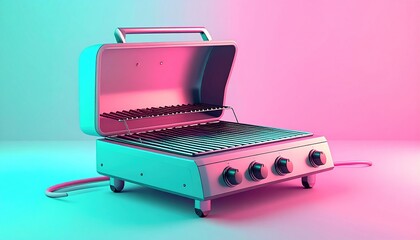 Modern Grill with Neon Lighting - A Vibrant Culinary Experience.