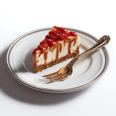 Delicious cheesecake slice with strawberry topping.