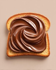 Delicious chocolate spread on toasted bread.