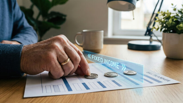 Silver coin transfer symbolizes wealth growth and economy stability with fixed income planning for future financial success