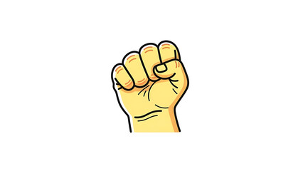 Cartoon illustration of a light-skinned human hand clenched into a fist, symbolizing strength or determination, on a plain white background.