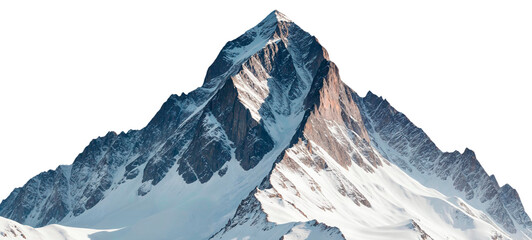 Mountain peak covered in snow on transparent backdrop