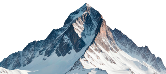 Mountain peak covered in snow on transparent backdrop