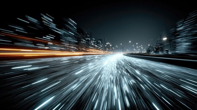 City Lights Streaking at Night - Powered by Adobe