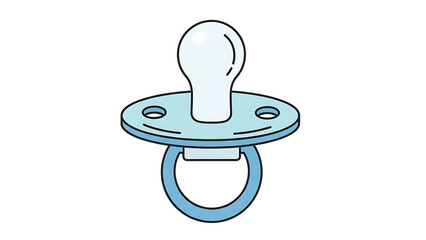 A light blue and white baby pacifier with a nipple, shield, and ring handle, illustrated on a white background.