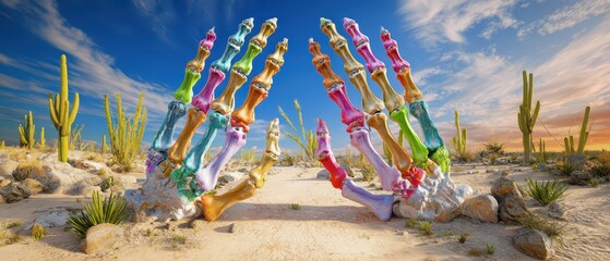 Colorful metacarpals shine in the desert